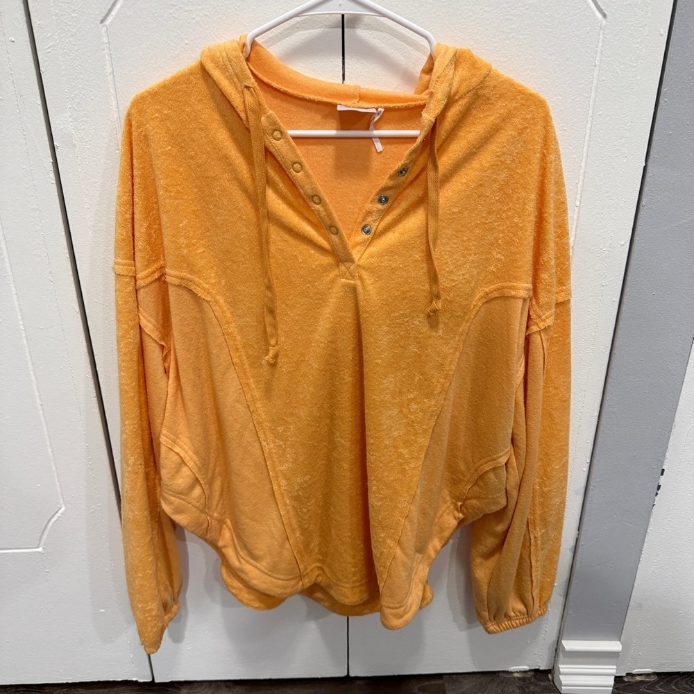 Out From Under by Urban Outfitters Orange Ira Terrycloth Popover Sweatshirt